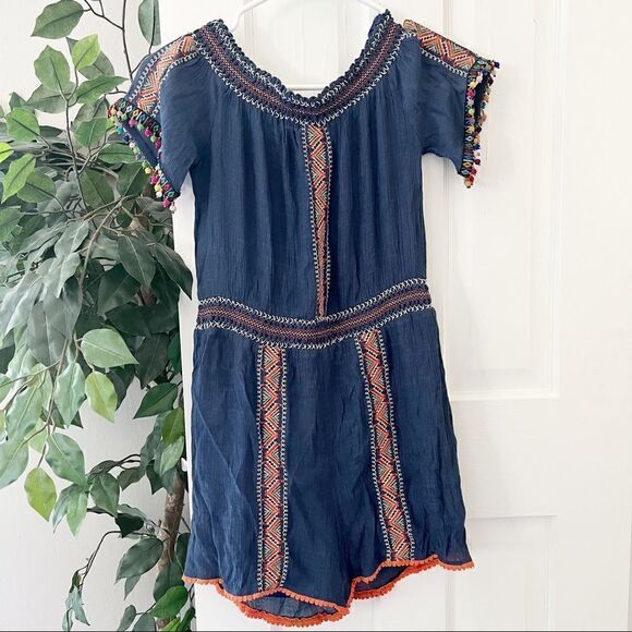 Anthropologie THML Embroidered Off the Shoulder Romper - Picture 2 of 9
